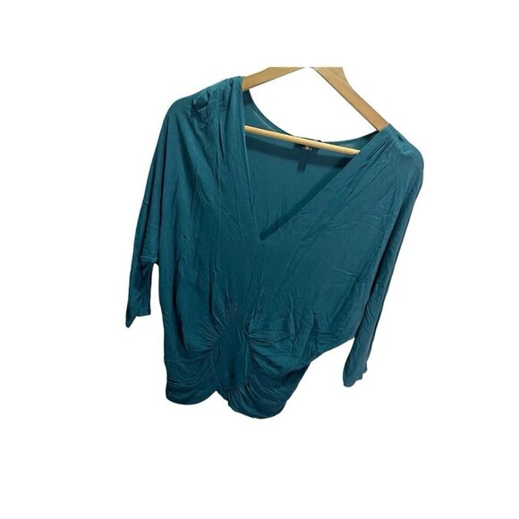 BEBE Women's Blouse Blue V-neck Dolman Sleeve Stretch  XS  Y2K - Picture 2 of 4
